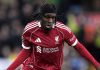 Aksi Jeremie Frimpong di laga Liverpool vs Wolves
