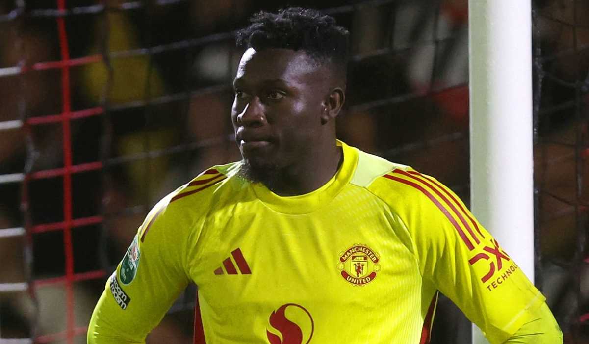 Andre Onana di laga Grimsby Town vs Manchester United Andre Onana di laga Grimsby Town vs Manchester United