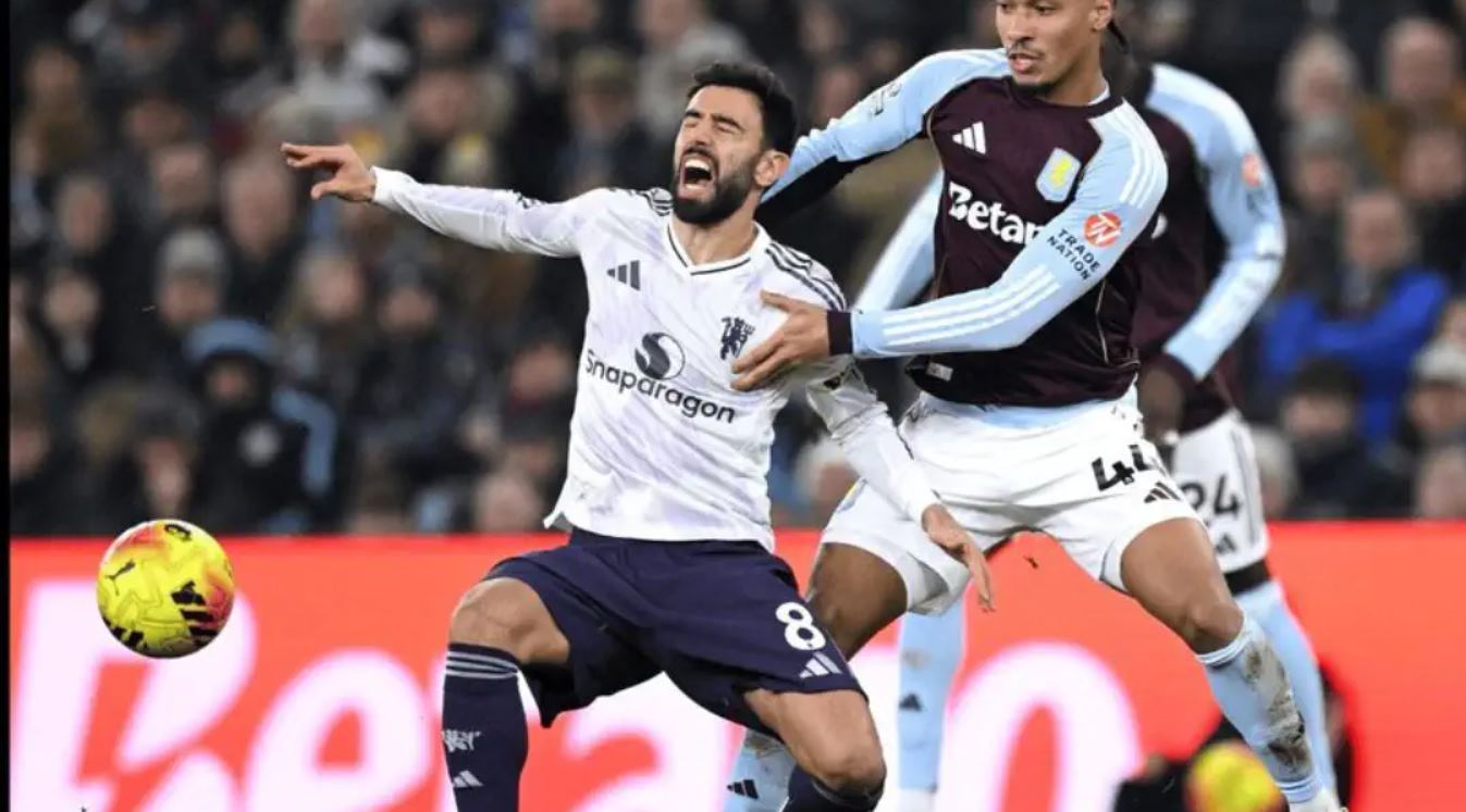 Bruno Fernandes cedera saat lawan Aston Villa