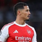 William Saliba saat tampil di laga Arsenal vs Bayern Munchen