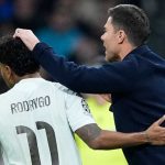 Xabi Alonso merayakan gol yang dicetak Rodrygo