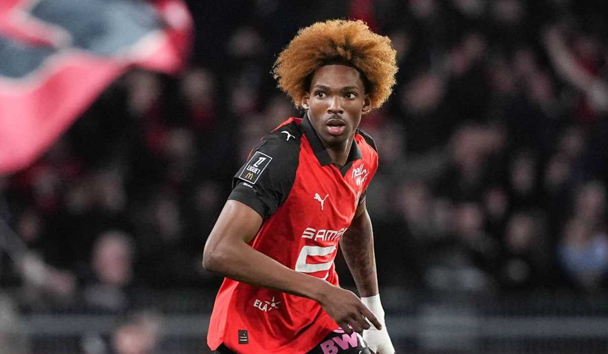 Aksi Jeremy Jacquet di laga Stade Rennais vs Lorient di Ligue 1