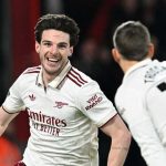 Declan Rice meyakan golnya bersama Leandro Trossard