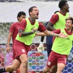 Diego Michiels di sesi latihan Borneo FC di Kandang Persita