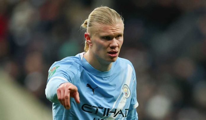 Erling Haaland di laga Newcastle United vs Manchester City di Carabao Cup