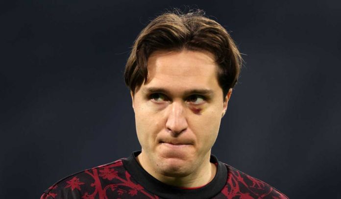 Federico Chiesa di sesi pemanasan Liverpool jelang laga kontra Marseille di Liga Champions