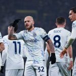 Federico Dimarco merayakan gol di laga Borussia Dortmund vs Inter Milan di Liga Champions