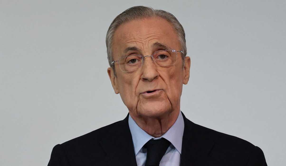 Florentino Perez saat berbicara di gathering rutin akhir tahun keluarga besar Real Madrid