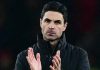 Gestur Mikel Arteta usai kekalahan Arsenal dari Manchester United di Premier League