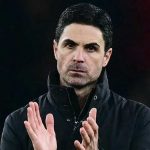 Gestur Mikel Arteta usai kekalahan Arsenal dari Manchester United di Premier League