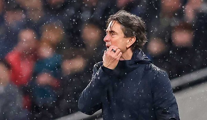Gestur Thomas Frank di laga Tottenham Hotspur vs Borussia Dortmund di Liga Champions Gestur Thomas Frank di laga Tottenham Hotspur vs Borussia Dortmund di Liga Champions