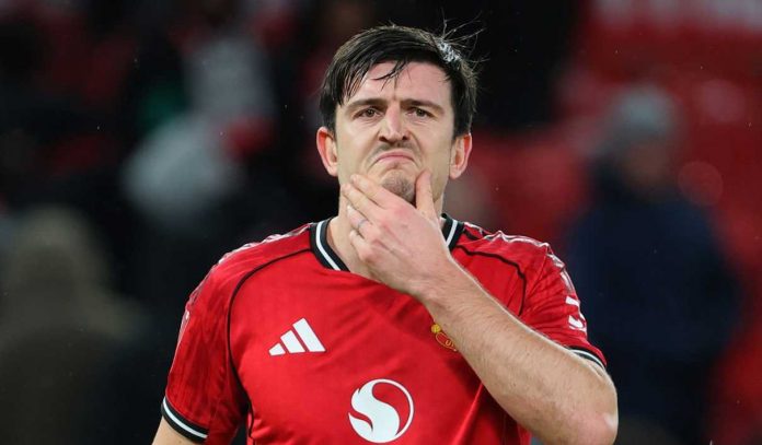 Harry Maguire di laga Manchester United vs Brighton di Piala FA