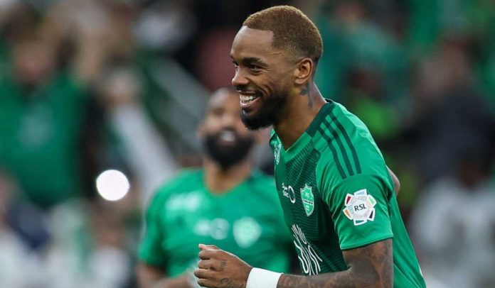 Ivan Toney merayakan gol penaltinya di laga Al-Ahli vs Al-Taawon di Liga Pro Arab Saudi