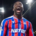Jean-Philippe Mateta merayakan golnya di laga Crystal Palace vs Fulham di Premier League