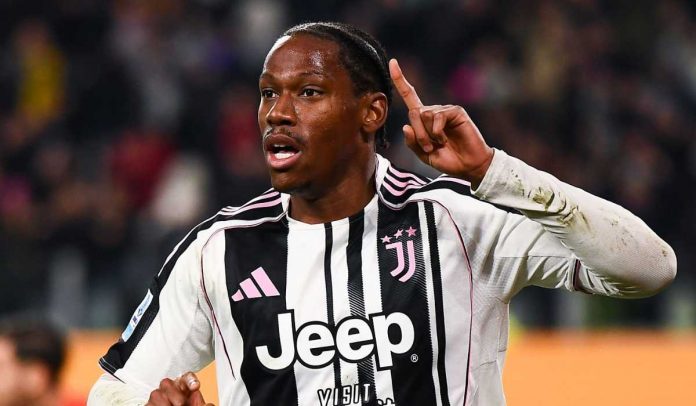 Jonathan David merayakan golnya di laga Juventus vs Napoli di Serie A