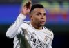 Kylian Mbappe merayakan golnya di laga Villarreal v Real Madrid di LaLiga