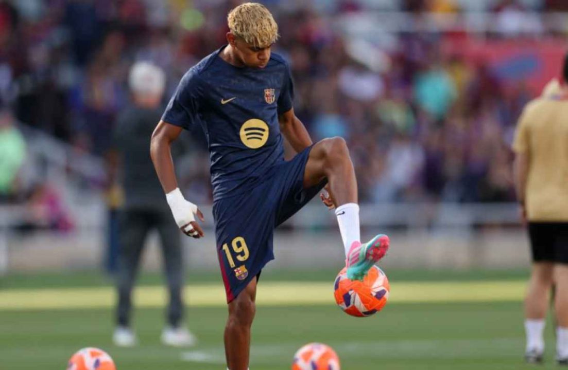 Lamine Yamal dalam sebuah Sesi Latihan Barcelona