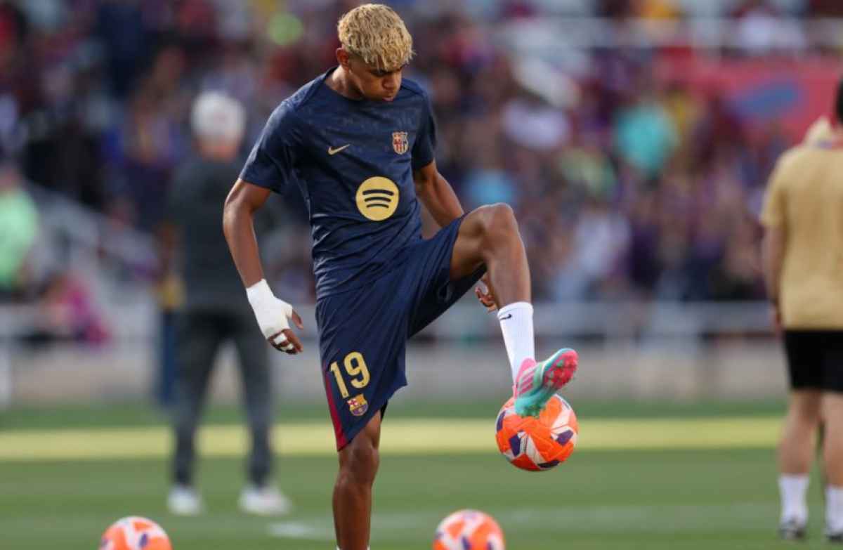 Lamine Yamal dalam sebuah Sesi Latihan Barcelona