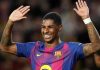 Marcus Rashford dalam sebuah aksinya di Barcelona