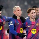 Marcus Rashford dan rekan-rekannya di Barcelona usai menang di Slavia Praha