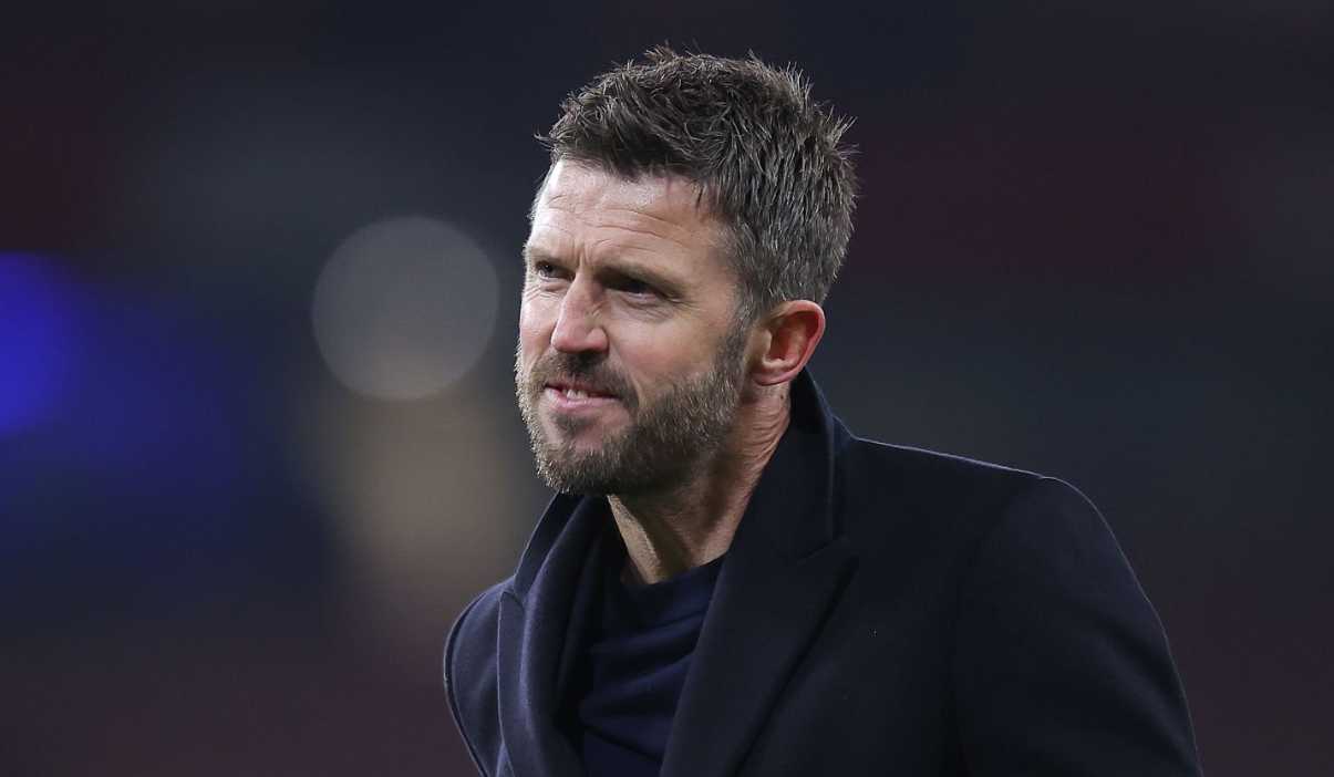 Michael Carrick merayakan kemenangan di laga Arsenal v Manchester United di Premier League