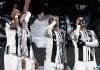 Para pemain Juventus merayakan gol ke gawang Napoli di Serie A