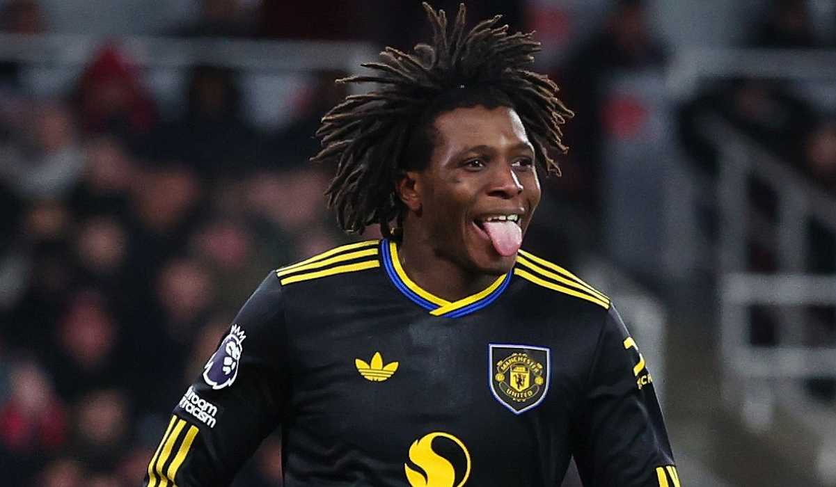 Patrick Dorgu merayakan gol ke gawang Arsenal di Premier League