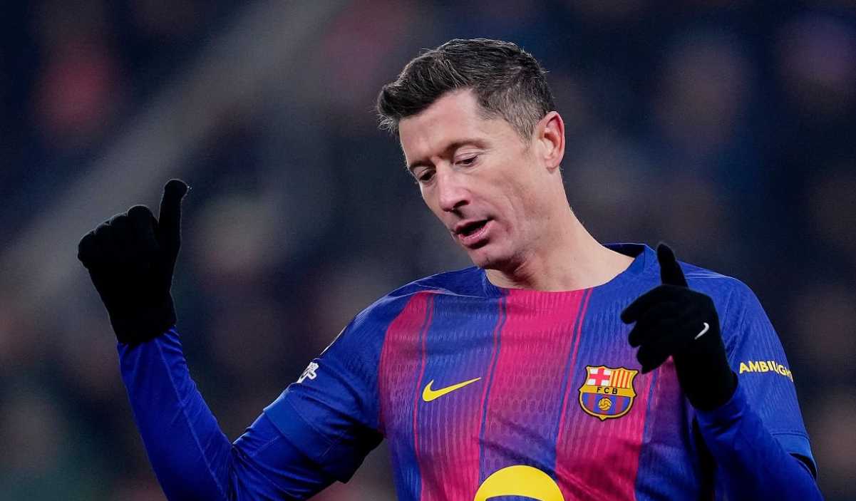 Robert Lewandowski di laga Slavia Praha vs Barcelona di Liga Champions