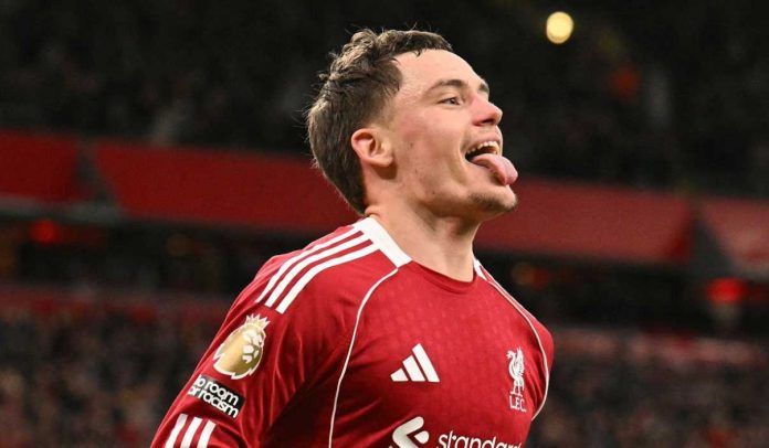 Selebrasi Florian Wirtz di laga Fulham vs Liverpool