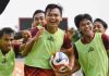 Skuad Borneo FC dalam sesi latihan jelang menjamu PSM Makassar