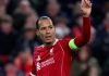 Virgil van Dijk merayakan gol kedua timnya di laga Liverpool vs Qarabag di Liga Champions