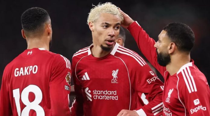 Cody Gakpo, Hugo Ekitike dan Mohamed Salah pemain Liverpool Cody Gakpo, Hugo Ekitike dan Mohamed Salah pemain Liverpool