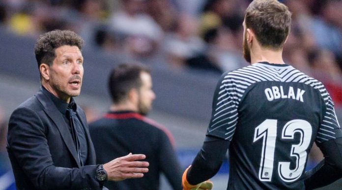 Diego Simeone dan kiper Atletico Madrid Jan Oblak Diego Simeone dan kiper Atletico Madrid Jan Oblak