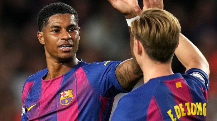 Marcus Rashford dan Frankie De Jong pemain Barcelona Marcus Rashford dan Frankie De Jong pemain Barcelona