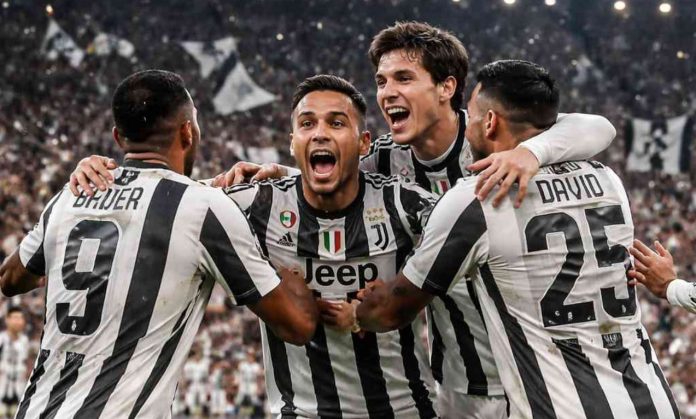 Pemain Juventus merayakan kemenangan di Liga Italia Pemain Juventus merayakan kemenangan di Liga Italia