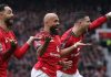 Pemain Manchester United saat merayakan kemenangan mereka atas Tottenham Hotspur