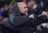Pep Guardiola saat merayakan kemenangan Manchester City di Carabao Cup melawan Newcastle