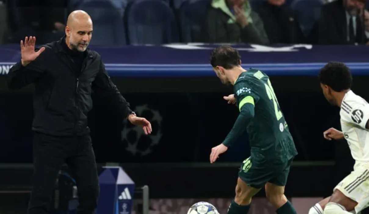 Pep Guardiola di Pinggir Lapangan Saat City Bertemu Madrid di Fase Liga
