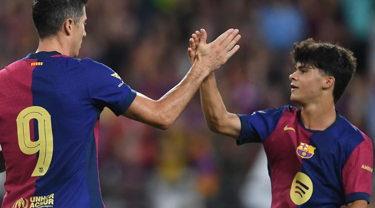 Robert Lewandowski dan wonderkid Barcelona Quim Junyent