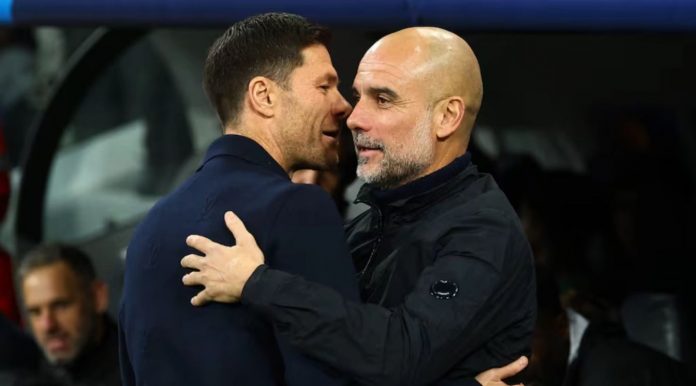Xabi Alonso dan pelatih Manchester City Pep Guardiola Xabi Alonso dan pelatih Manchester City Pep Guardiola