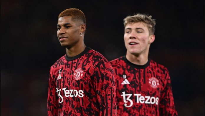 Marcus Rashford dan Rasmus Hojlund pemain Manchester United Marcus Rashford dan Rasmus Hojlund pemain Manchester United