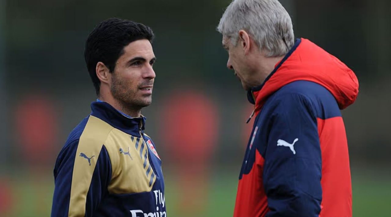 Mikel Arteta dan mantan pelatih Arsenal Arsene Wenger