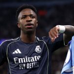 Vinicius Junior di laga antara Manchester City vs Real Madrid di Liga Champions 2026