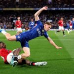 Aksi bintang muda Manchester United Ayden Heaven saat lawan Chelsea