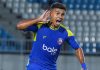 Gabriel Silva pemain Arema FC merayakan golnya ke gawang Persis Solo