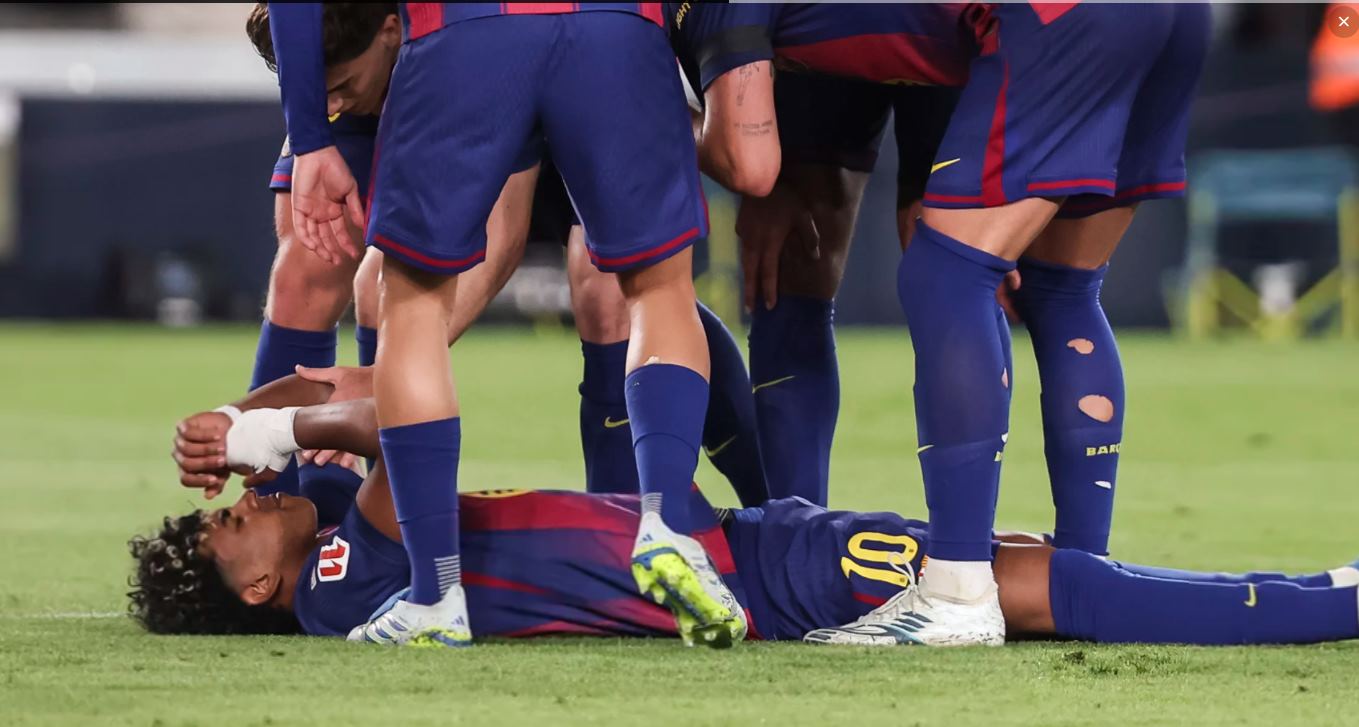 Lamine Yamal tampak kesakitan saat laga melawan Celta