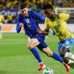 Vinicius Junior dalam Aksinya di Laga Pemanasan Brasil vs Kroasia
