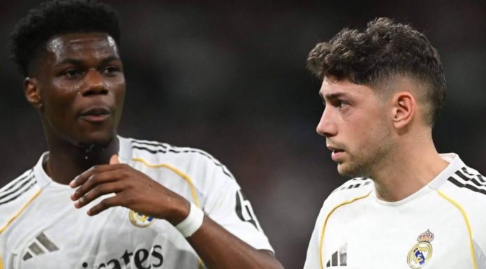 Aurelien Tchouameni dan Federico Varvelde pemain Real Madrid terlibat perselisihan Aurelien Tchouameni dan Federico Varvelde pemain Real Madrid terlibat perselisihan