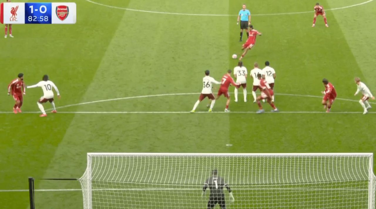 Gol Dominik Szoboszlai ke gawang Arsenal