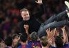 Hansi Flick rayakan kemenangan Barcelona